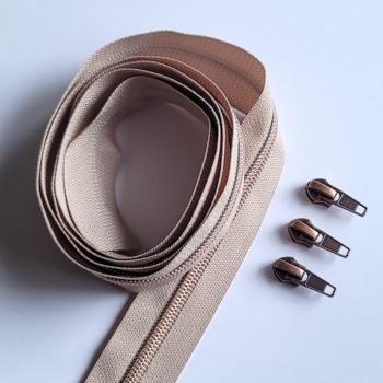 Reissverschluss & Zipper im Set (Kupfer/Beige)